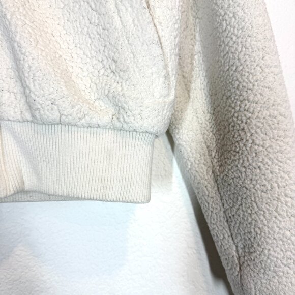 Alo Yoga Teddy Sherpa Crop Zip Jacket Bomber Ivory Winter White XS - Picture 10 of 13